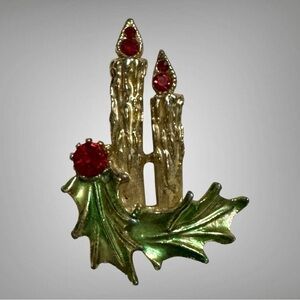 VINTAGE CHRISTMAS CANDLES BROOCH